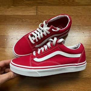 Womens Red Vans Old Skool Low Tops